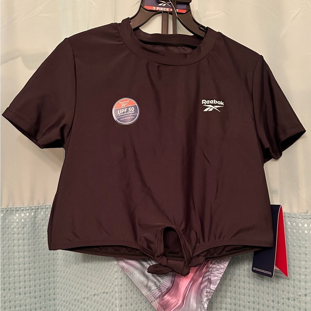 Reebok Girls 3-Piece Rash Guard Swim Set UPF 50+ - Mint & Black - NWT - Size 10 - Picture 8 of 12